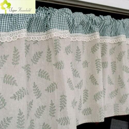 Modern Valance Cotton/ Linen Short Curtains for Kitchen Window Door Curtains Roman Blinds Half-curtain Pelmet Printed Leaves