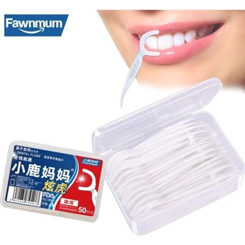 Fawnmum Dentistry Tool 50Pcs/Set Thread for Teeth Cleaning Toothbrush Floss Oral Hygiene Dental Floss Picks Plastic Toothpicks