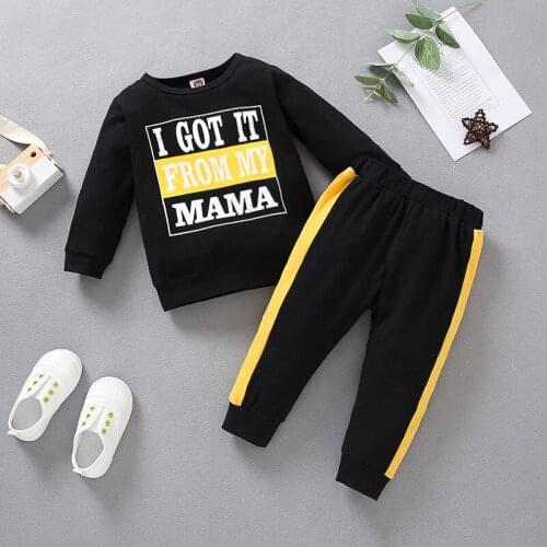 Unisex Toddler Baby Boys Girls Spring Autumn Casual Clothing Sets Long Sleeve Letter Tshirt+ Pants 2Pcs Infant Clothes Tracksuit
