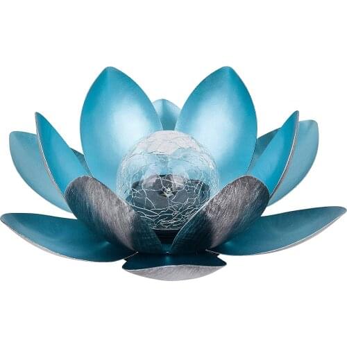 Amber cracked glass lotus Solar Light Waterproof Metal Flower LED Light Garden Lamp Lawn lamp for Patio Pathway Lawn Decoration