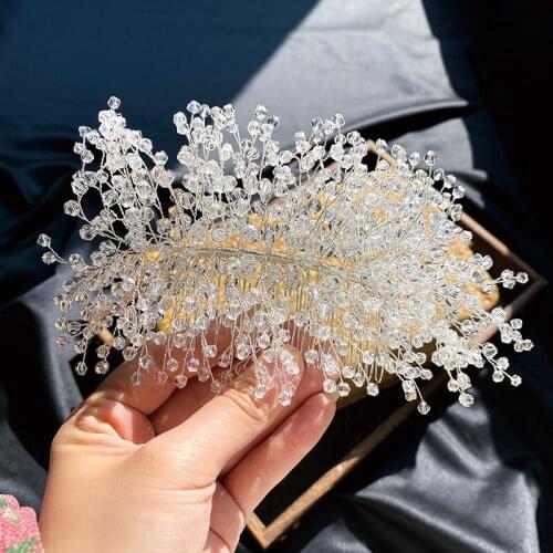 High Quality Crystal Bridal Hair Comb Tiaras Gold and Silver Color Wedding Headpiece Women Headware Hair Accessories диадема