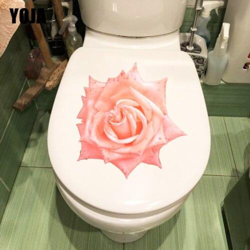 YOJA 20.8X21.9CM Real Shot Rose WC Toilet Sticker Home Living Room Wall Decor Decal T1-1835