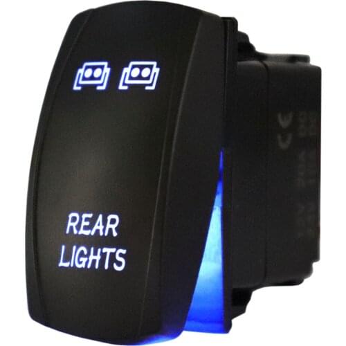 Rear Lights Car Boat Rocker Switch Waterproof Laser 5 Pin SPST ON/OFF 12V/24V Blue Led for Auto Automotive Truck Boat Marine