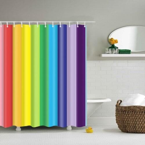 Colorful Rainbow Stripes Pattern Bathroom Curtain Decor Waterproof Polyester Eco-Friendly Shower Curtains 150*180cm & 180*180cm