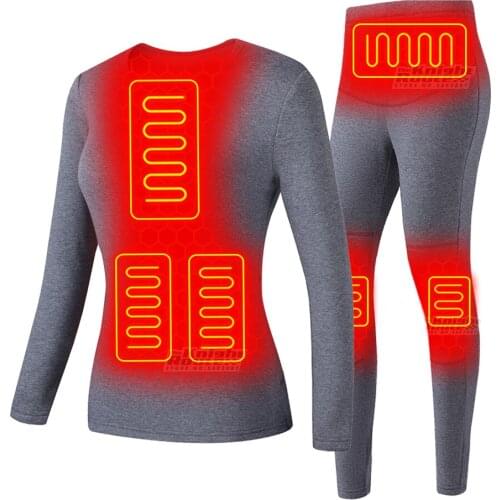 Winter Heated Underwear Battery Powered USB Fleece Heating Electric Thermal Motorcycle Jacket Moto T-shirts & Pants Ski Set Men