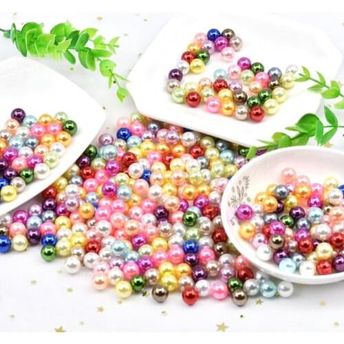 10mm Multicolor Without Holes Round Pearl Imitation Pearl Resin Scrapbook Beads Nail Art Decoration Headwear Jewelry Making