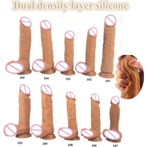 10 Size Skin Feeling Realistic Penis Lifelike Dual Density Layer Silicone Big Dildo With Suction Cup Sex Toys for Woman Sex Shop