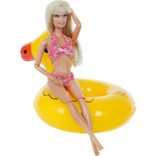 2 Set/Lot = 1x Fashion Swimsuit Swimwear Bikini + 1x Yellow Swimming Buoy Lifebelt Ring DIY Accessories Ffr Barbie Doll Baby Toy
