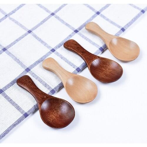 200pcs/lot Kitchen Cooking Wooden Children Spoon Mini Cooking Smooth Meal Jam Utensils Kitchenware Supply Tableware Tool