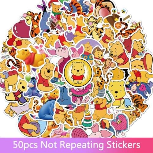 50pcs Winnie The Pooh with Friends Wall Stickers Decal Toys Room Home Decoration Cartoon Bear Pig Donkey Tiger Animal for Kids