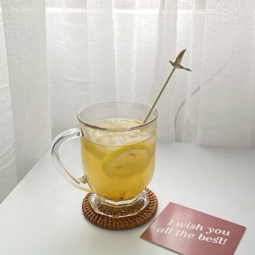 519ml Glass Cup Transparent Large-capacity Milk Tea Milk Cups Juice Glass Beer Dessert Breakfast Mug Handle Drinkware