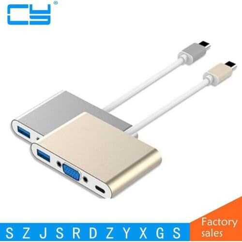 USB 3.1 Type-C To VGA/ USB3.0/ Type C Adapter Male To Female Converter Hub Charging Port For MacBook