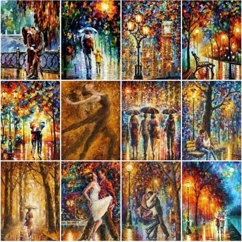 Full Drill Embroidery Street Night View Diy 5D Diamond Painting Couple Romantic Cross Stitch Kit Home Decoration Living Room
