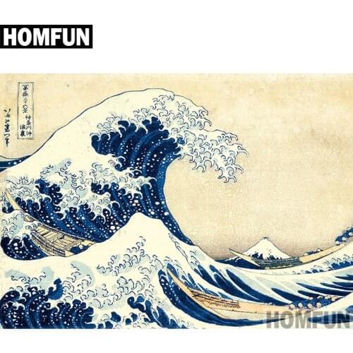 HOMFUN Full Square/Round Drill 5D DIY Diamond Painting "Ocean Wave" Embroidery Cross Stitch 5D Home Decor Gift A04000