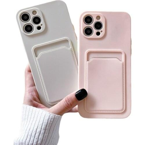 Card Pocket Phone Case For Iphone 11 12 Pro Max Xr Xs 7 8 TPU Soft Card Package Wallet Protective Cover Shell With Lens Protect