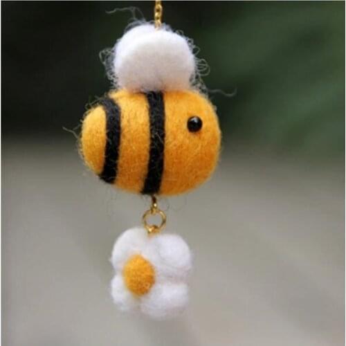 Flowers and bees wool felting needlepoint kit phone rope felt needlecraft DIY craft handmade needlework with tools plus