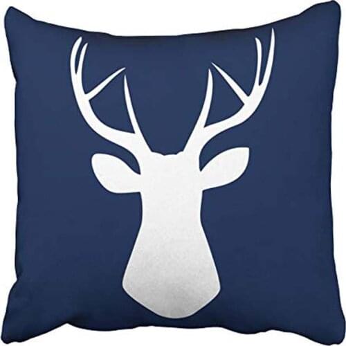 Decorative Throw Pillow Cases Covers Woodland Head In Navy Blue Pillow Case 18x18 Inches Home Decor Square Pillowcase Two Side