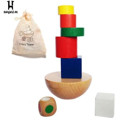 Kids Geometric Blocks Balancing Game Toy Canvas Bag Small Size Educational Toys Office Desk Decoration Art Gift For Baby