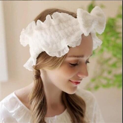 Women Europe and The United States Lovely Online Celebrity Bow Tie Hair Lace High Elastic Face Makeup Hairband Headband