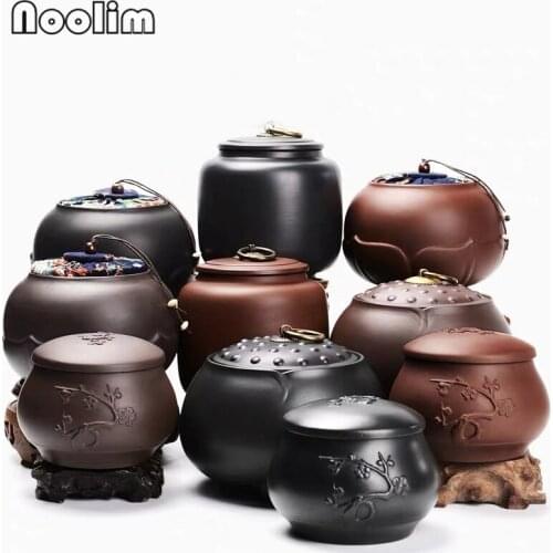 Purple Clay Handmade Canisters Creative Sealed Spice Jars Ceramic Food Storage Box with Lid Portable Travel Puer Tea Caddy