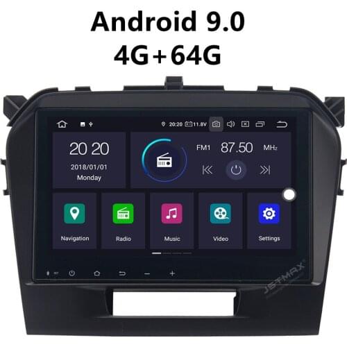 JSTMAX 9'' Android 9.0 4G + 64G ISP Screen Car DVD Radio Stereo GPS Player For Suzuki Vitara 2016 2017