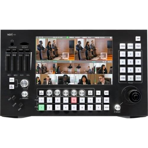 HWCODEC TD100 H.264 H.265 Video Switcher Full HD 8 Channels IP Live Stream Switcher HDMI with 10.1 Inch Screen Monitor