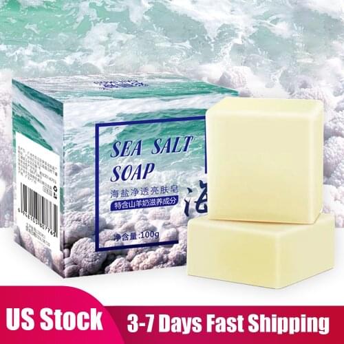 New Removal Pimple Pore Acne Treatment Sea Salt Soap Cleaner Moisturizing Goat Milk Soap Face Care Wash Basis Soap