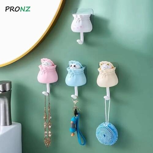 Creative Cartoon Hooks Animal Squirrel Head Hiding Storage Bathroom Kitchen Hanging Hook Pasting Wall Hooks Children Home Decor