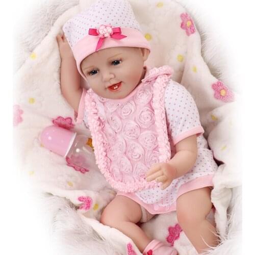 22 Inch 55CM Reborn Doll Realistic Newborn baby girl Fabric Body Bebe Reborn silicone Doll toys for children gift pink dress