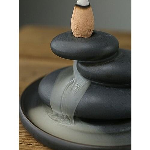 Backflow Incense Burner Creative Alpine Flowing Water Decoration Household Indoor Zen Agarwood Tower Incense Table Stone