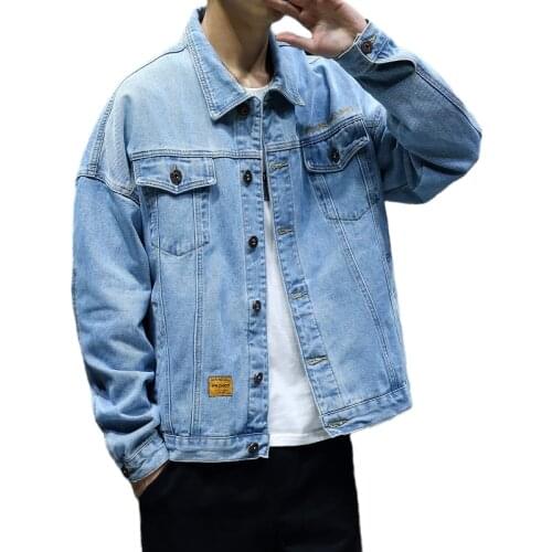 Men Light Blue Denim Jackets Jeans Coats Spring And Autumn Cotton Jeans Jackets Denim Coats High Quality Men Fit Jackets 5XL