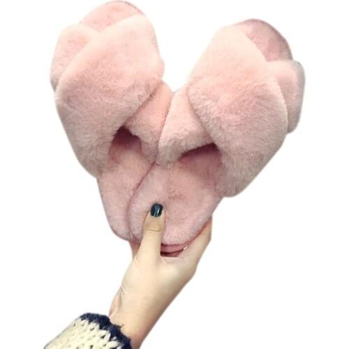 2020 Autumn and winter fur fashion household indoor outside the cotton slippers female wear flat non-slip slippers AWM02