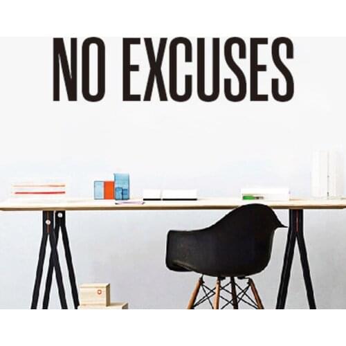 No Excuses Self Motivation Quote Gym Vinyl Decal Sport Home Gym Interior Wall Art Mural Workout Fitness Wall Sticker