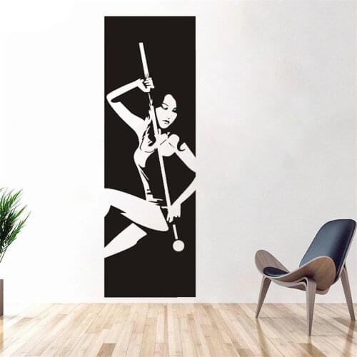 Billiards Girls Wall Stickers Decor Vinyl Decals Removable Billiards Room Poster Livingroom Home Decoration Door Murals DW7646