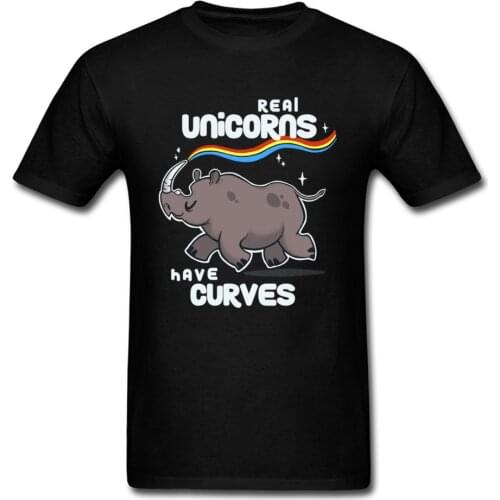 Real Unicorns Have Curves T-shirt Funny Summer T Shirt Men Black Clothes Rainbow Cartoon Tops Cotton Tees Tshirts