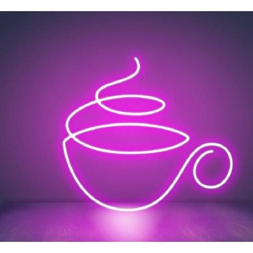 Custom Neon LED Coffee Cup Neon Sign Led Acrylic Flex Transparent Light Decor Window Wall Hanging for Home Room Sale Shop