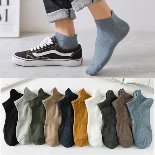 Spring Summer New Type Mens Versatile Solid Color Small Ears Ankle Socks Breathable Cotton Socks Mens Sole Waist Socks