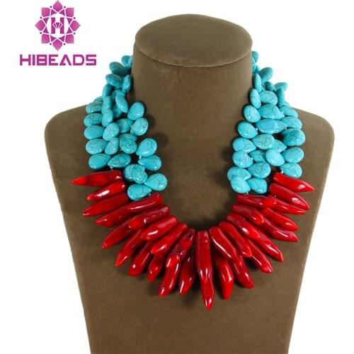 Latest Fashion Double Rows Teardrop 13*15mm Stone Necklace Natural Red Coral Pendant Christmas Necklace Wedding Gift TN070