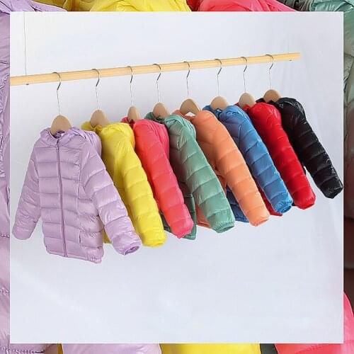 Winter New Childrens Down Jacket Solid Color Lightweight Down Jacket Childrens Clothing