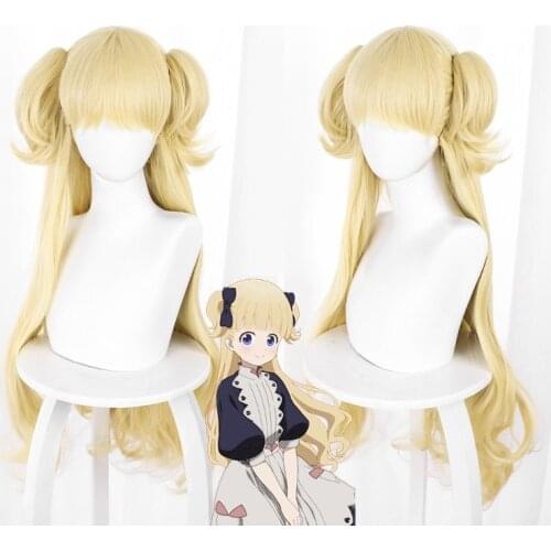 2021 NEW Anime Shadows House Emilik Cosplay Costume Wig Long Yellow Curly Hair with Two Ponytails Halloween Carnival Wigs