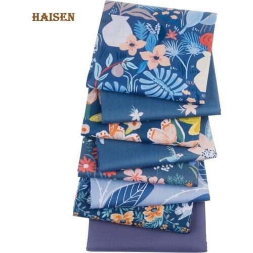 Printed Twill Cotton Fabric,Blue Floral Bird Cloth,DIY Sewing&Quilting Handmade For Baby&Childrens Bedding Material,By Meter
