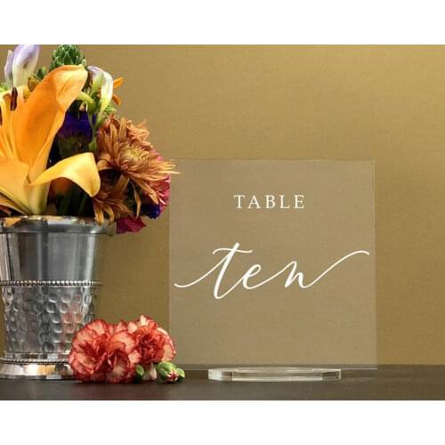 Personalized Modern Wedding Table Number Acrylic Calligraphy Table Numbers With Holder,Set Wedding Event Shower Number Sign
