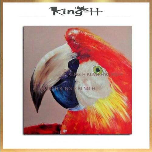 Pintura al óleo de loro de diseño de moda de alta calidad sobre lienzo pintado a mano divertido pájaro loro pintura al óleo para