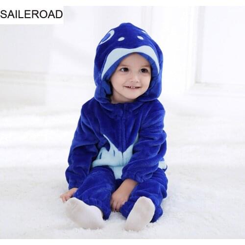 SAILEROAD Cartoon Flannel Animals Fish Pajamas Baby Zipper Boys 24 Months sleepers Jumpsuit Kigurumi Outfits Crawling suit