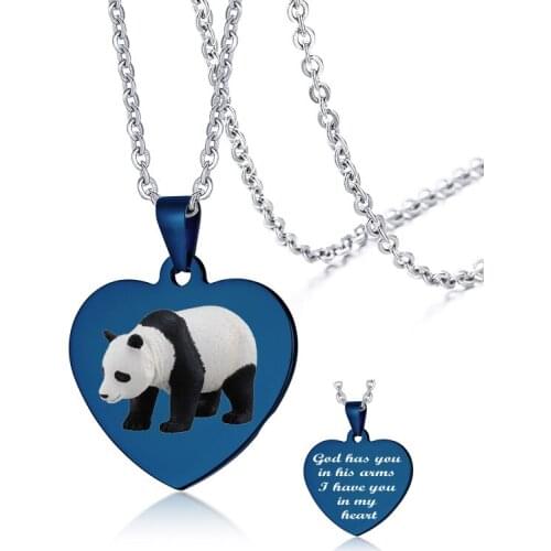 Custom Photo Heart Necklace Engraved Inspire Word Stainless Steel Pendant Men Women Hip hop Jewelry Six Colors Choose