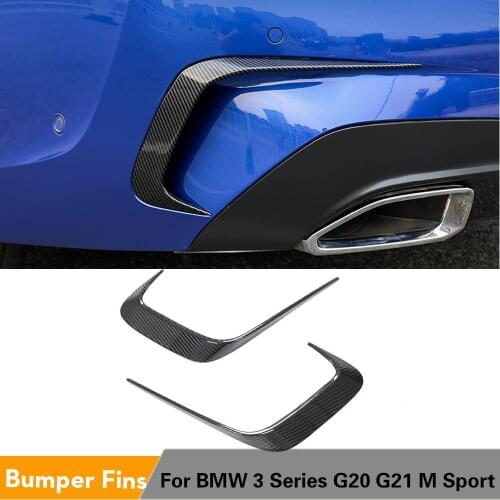 Car Rear Bumper Splitters Vent Fins For BMW 3 Series G20 G28 330i M-Sport 2020-2021 Rear Bumper Wind Canards Carbon Fiber