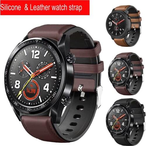 22mm Leather silicone watch strap for Huawei Watch GT GT2 46 Smart watch Accessories bracelet for Honor Watch Magic 2 46mm band