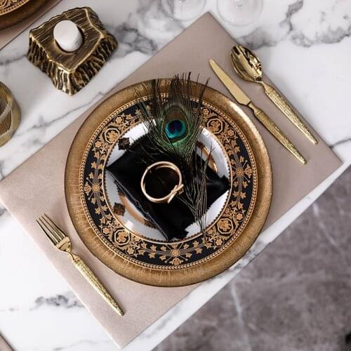 Luxury Model Room Hotel Dining Table Glass Plate Designer Food Dishes Rice Salad Ceramic Tableware Set Soft Decor Ornaments