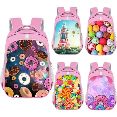 Donuts Candy Ice Cream Backpack for Teenager Grils Children School Bags Laptop Backpacks Women Rucksack Travel Bag Kids Bookbag