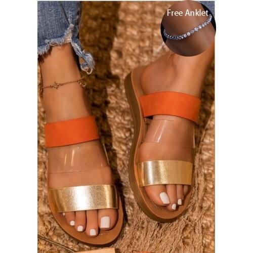 Summer Women Slippers Patchwork Flat Open Toe Strap Transparent Beach Outdoor Slides Causal Fashion Sandals Ladies Shoes Female